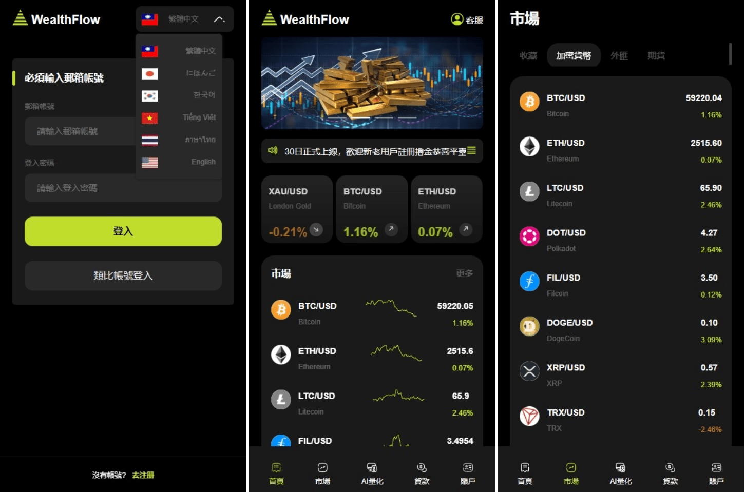 WealthFlow交易所源码/模拟账号前端uniapp编译后/后端php-hw源码网